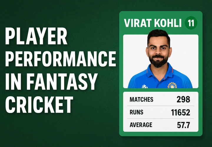Cricket player analyzing performance stats for fantasy cricket team selection