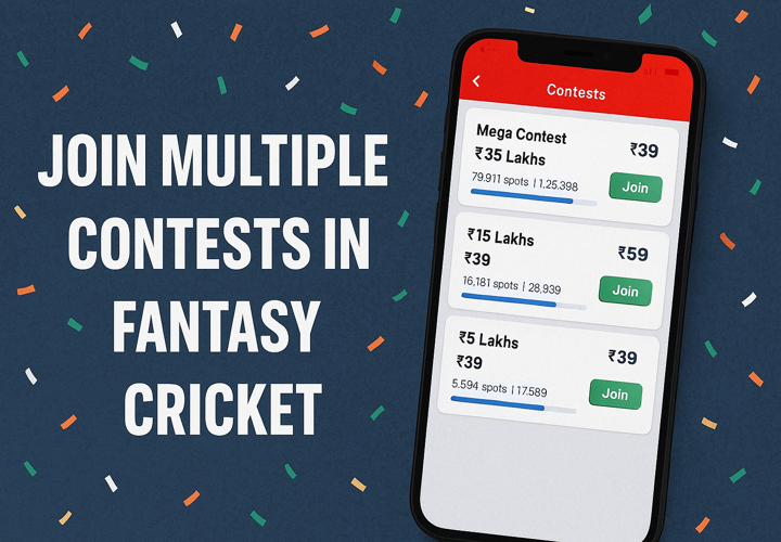 User joining multiple fantasy cricket contests with exported teams using Perfect Lineup app